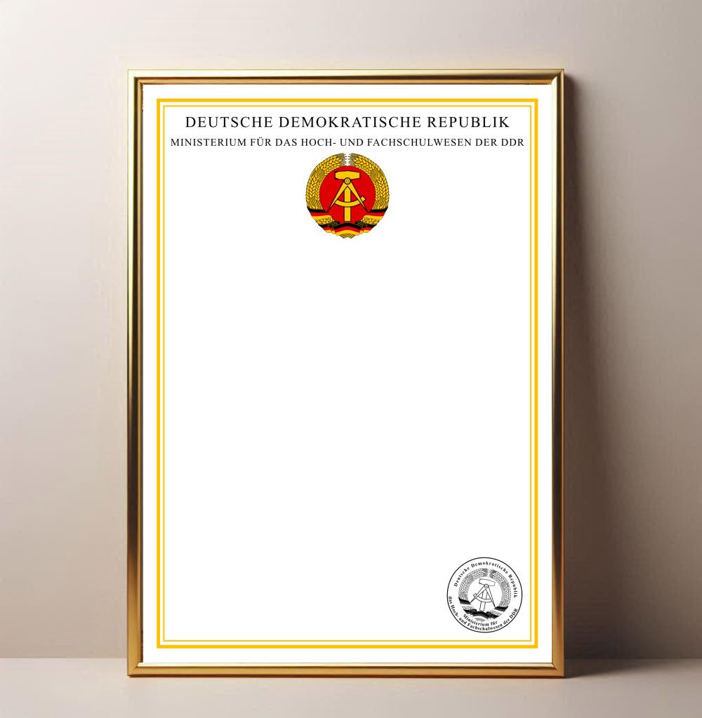 Ministerium für das Hoch- und Fachschulwesen der DDR - Blanko-Urkunde