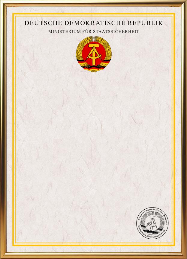 Ministerium für Staatssicherheit - Blanko-Urkunde
