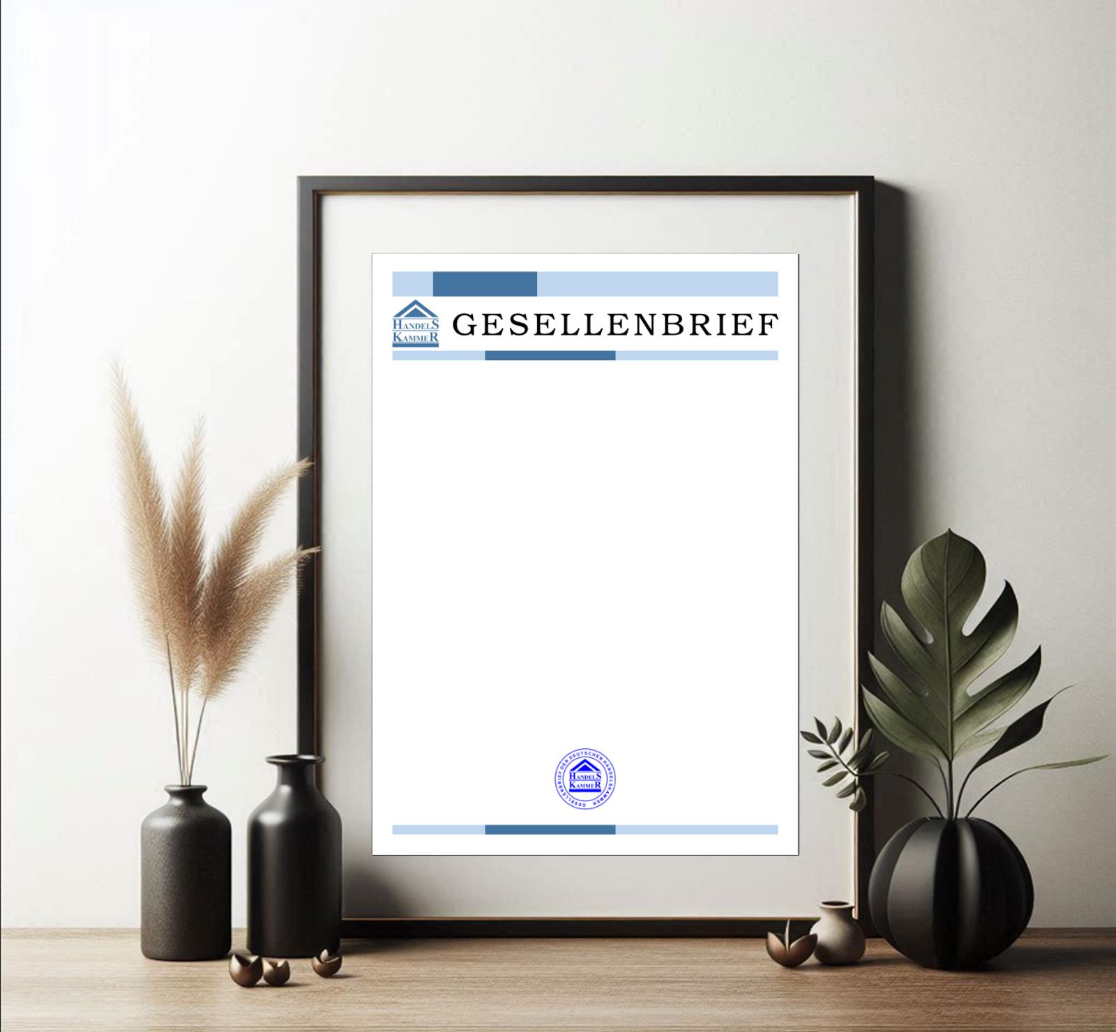 Blanko Gesellenbrief Handelskammer zum Selbstgestalten