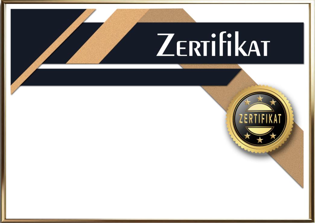 Professionelle Zertifikatvorlage in Gold und Schwarz