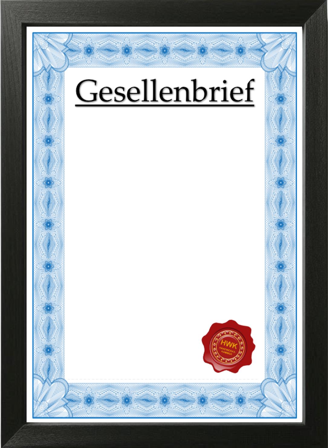 Handwerkskammer Gesellenbrief-Vorlage im klassischen Design