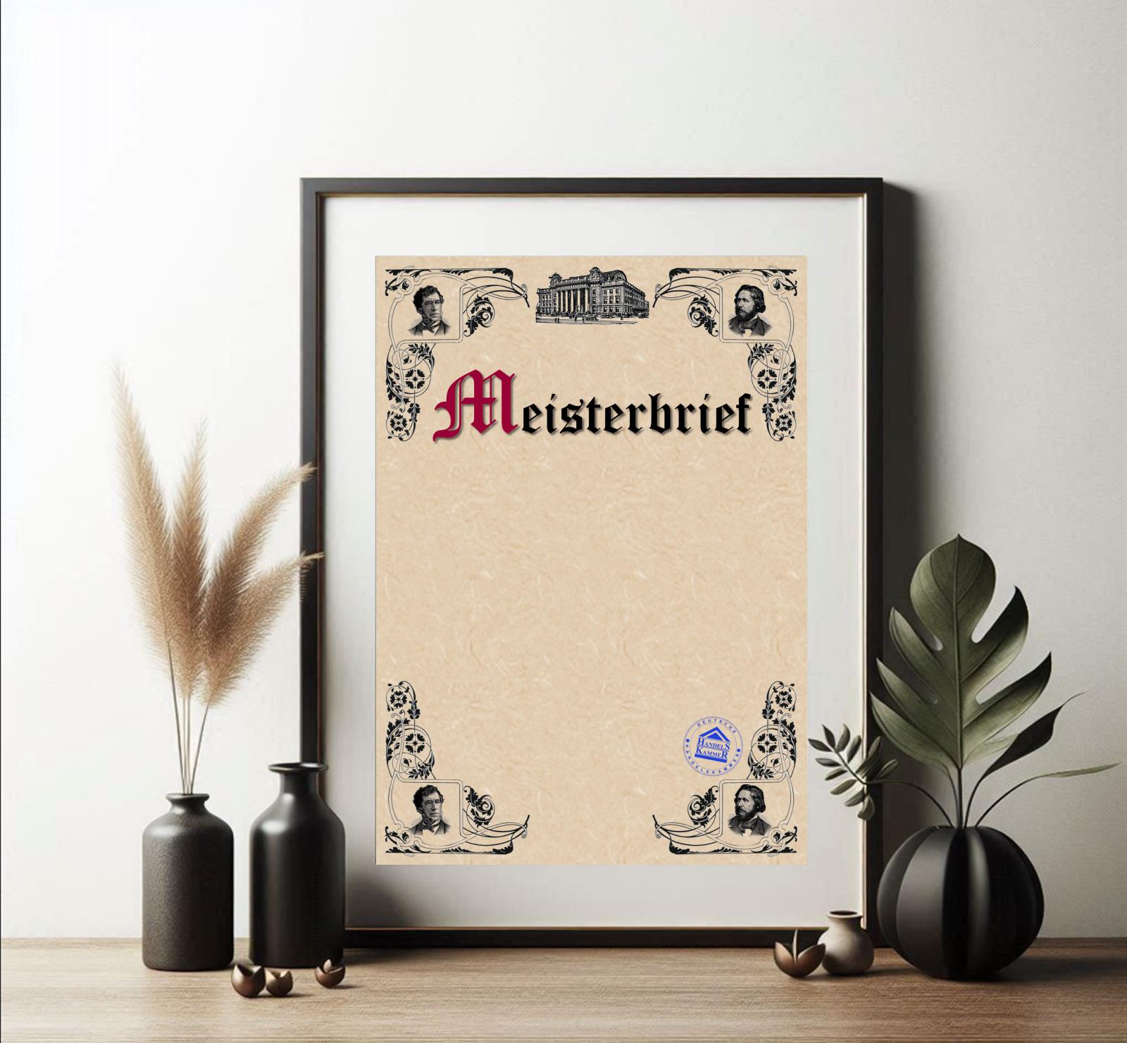 Blanko Meisterbrief Handelskammer – Elegante Urkundenvorlage als PDF-Download