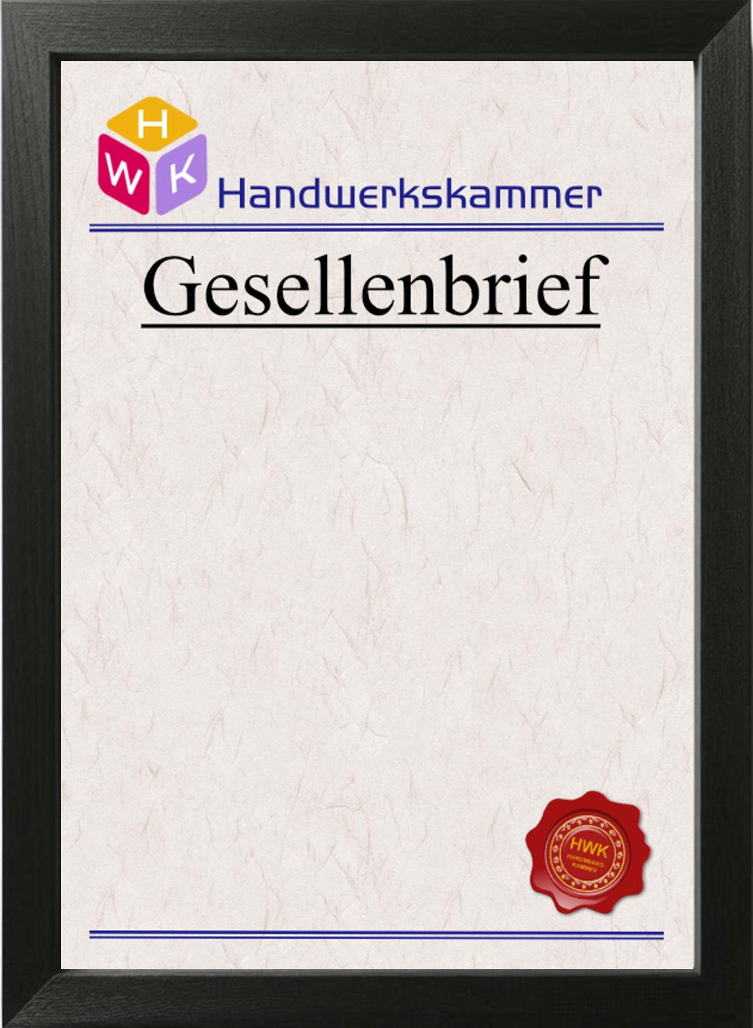 Design-Gesellenbrief: Individuelle Urkunde mit Siegel-Optionen