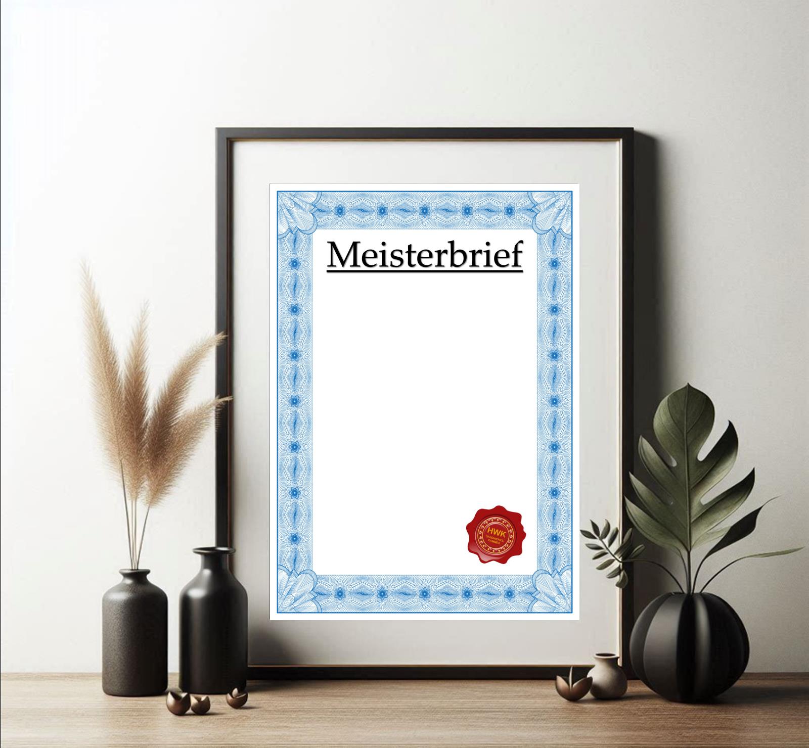 Hochwertige Meisterbrief Vorlage zum Selbstgestalten