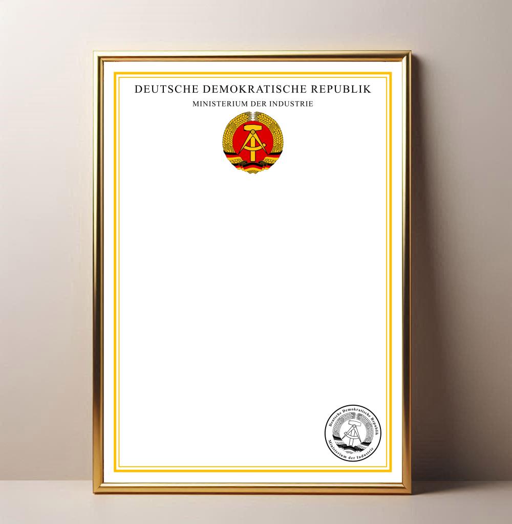 Ministerium der Industrie - Blanko-Urkunde
